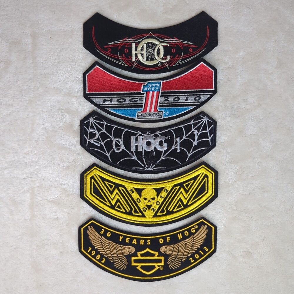 Harley-Davidson Owners Group 5 Rocker Patches Lot HOG 2009 2010 2011 2012 2013